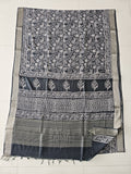 HAND BLOCK BAGRU PRINTED ART SILK CHANDERI SAREE WITH BLOUSE  (CIH54)