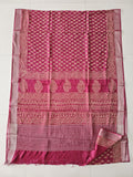 HAND BLOCK BAGRU PRINTED ART SILK CHANDERI SAREE WITH BLOUSE  (CIH55)