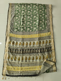HAND BLOCK BAGRU PRINTED ART SILK CHANDERI SAREE WITH BLOUSE  (CIH61)