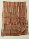 HAND BLOCK BAGRU PRINTED ART SILK CHANDERI SAREE WITH BLOUSE  (CIH62)