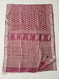 HAND BLOCK BAGRU PRINTED ART SILK CHANDERI SAREE WITH BLOUSE  (CIH59)