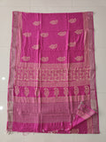 HAND BLOCK BAGRU PRINTED ART SILK CHANDERI SAREE WITH BLOUSE  (CIH64)