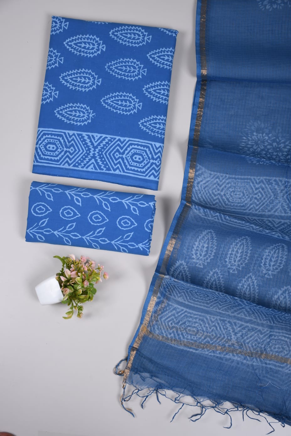 JAIPURI BLOCK PRINTED COTTON SUIT WITH KOTA DUPPATA (CKS140)