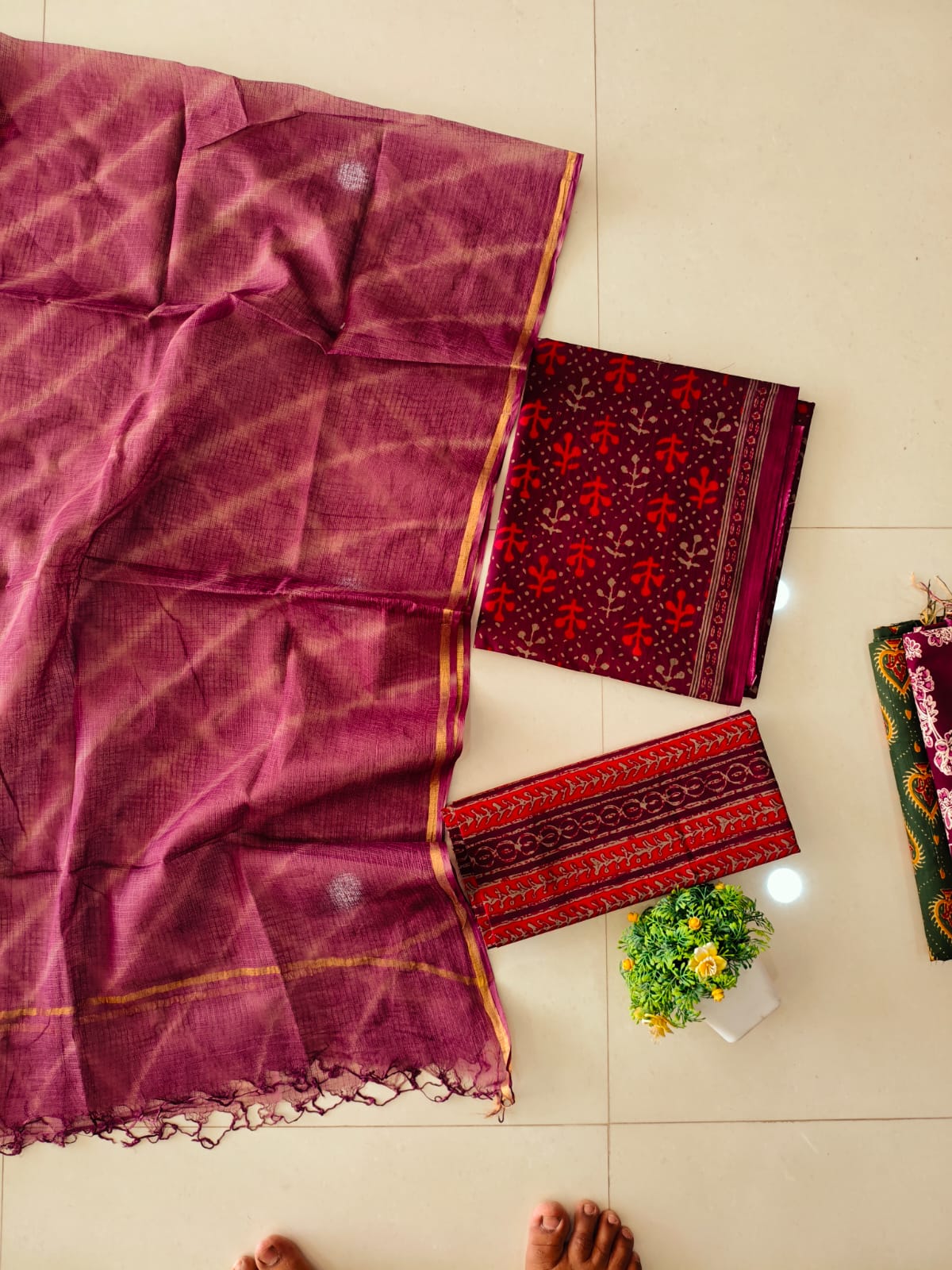 JAIPURI BLOCK PRINTED COTTON SUIT WITH KOTA DUPPATA (CKS147)