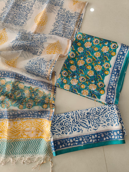 JAIPURI BLOCK PRINTED COTTON SUIT WITH KOTA DUPPATA (CKS150)