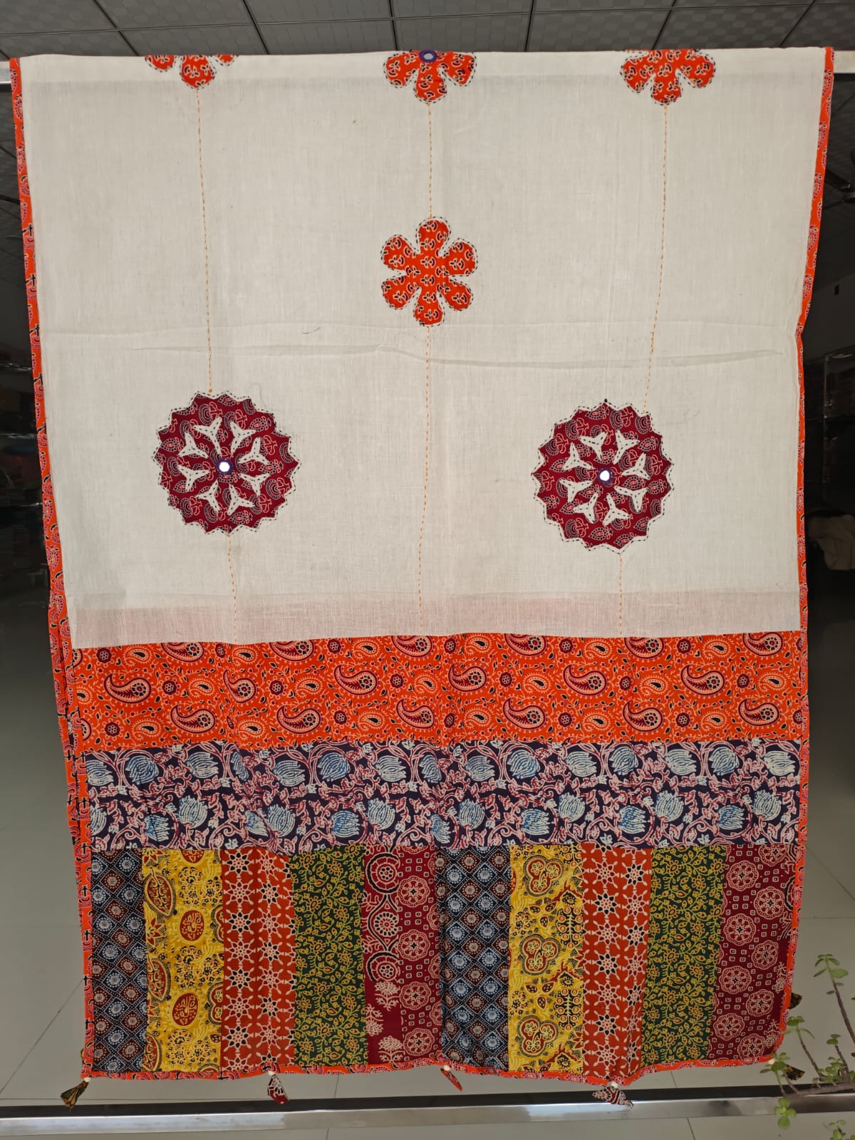 Ajrakh Patch Work And Hand Mirror Work Dupatta  (ACSY4)
