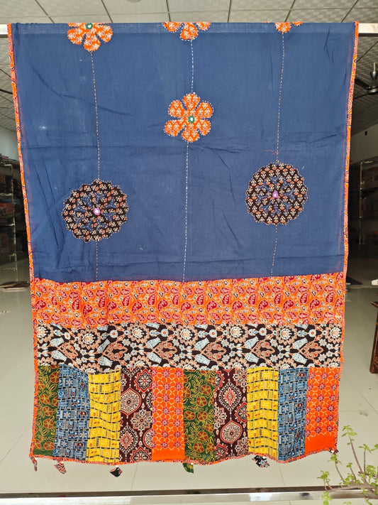 Ajrakh Patch Work And Hand Mirror Work Dupatta  (ACSY20)