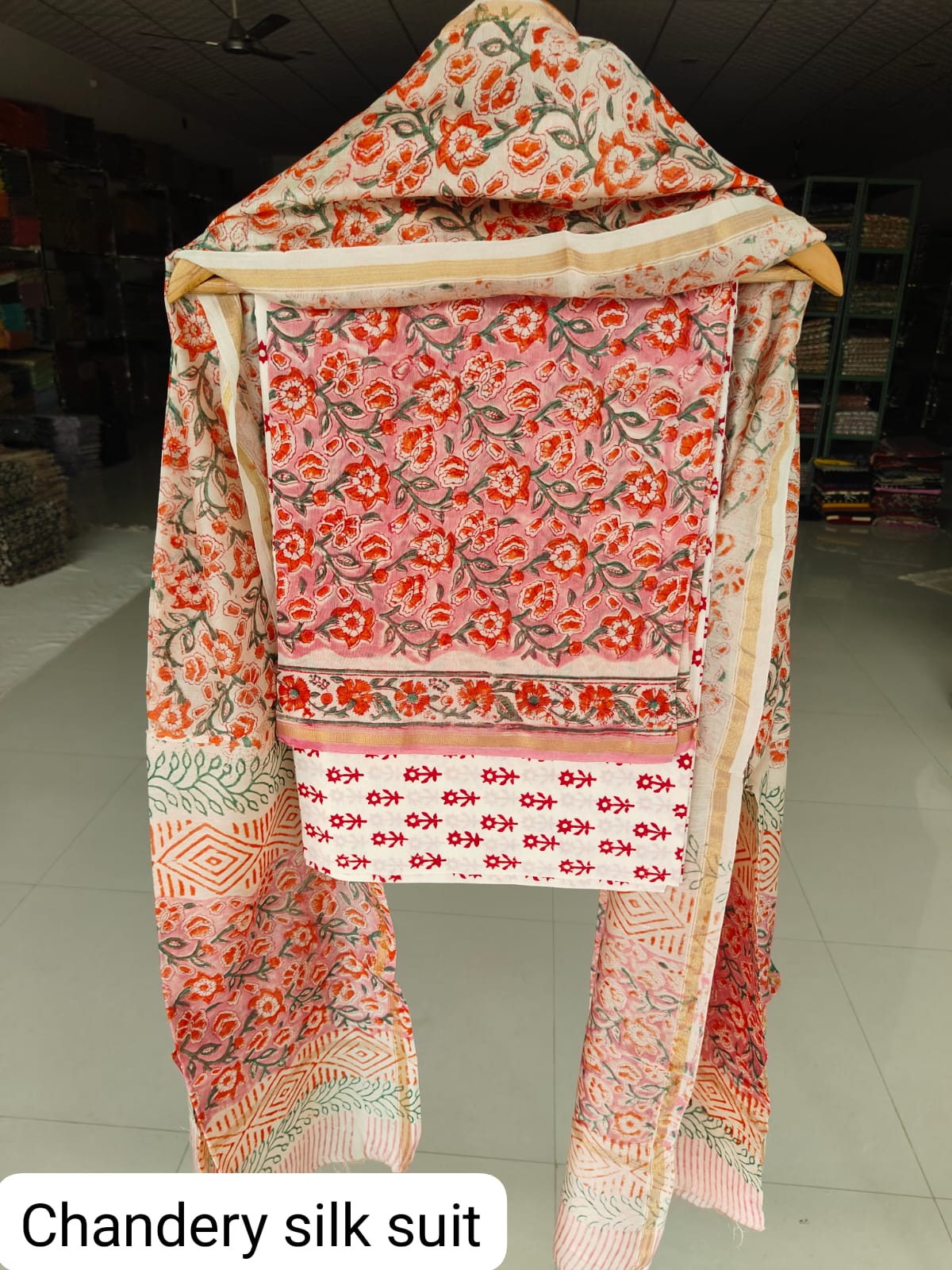 Jaipuri Block Printed Chanderi Silk Suits (CIN97)