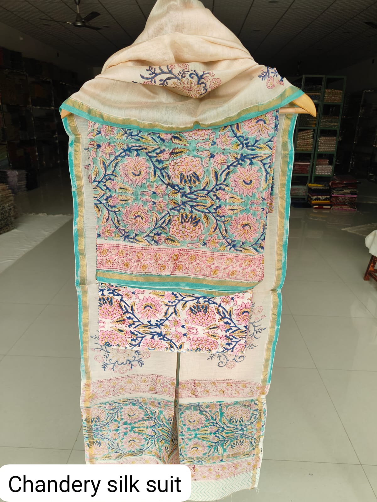 Jaipuri Block Printed Chanderi Silk Suits (CIN95)