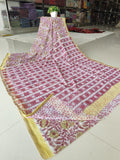 Hand Brush Painted Chiffon Saree with Blouse ( CIA72)