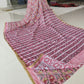 Hand Brush Painted Chiffon Saree with Blouse ( CIA73)