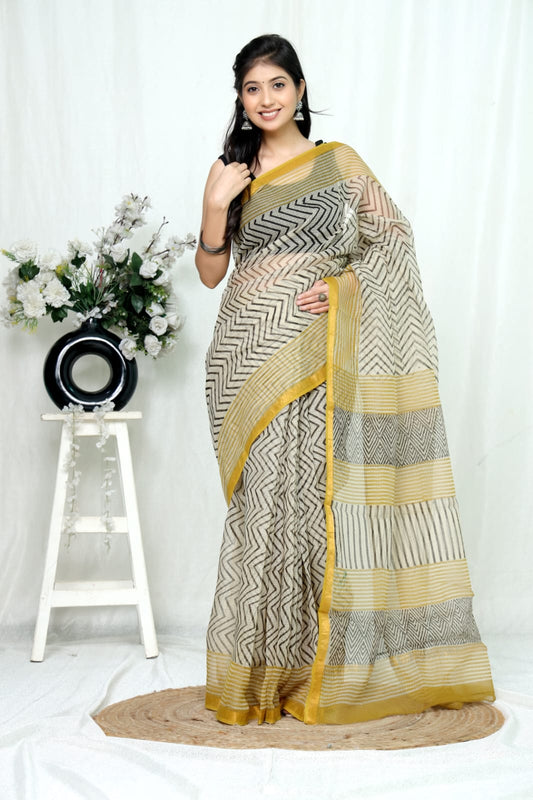 Jaipuri Block Printed Cotton Kota Doriya Saree (CIS132)