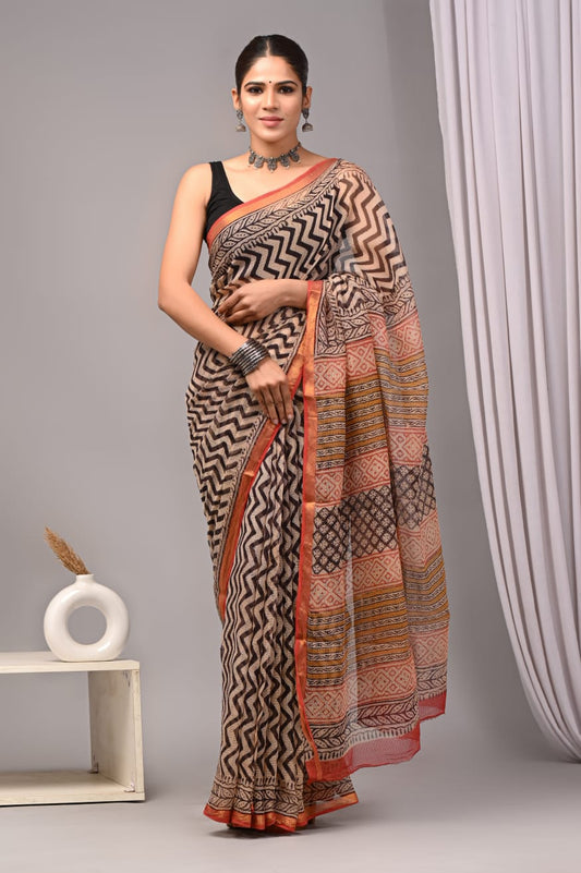 Jaipuri Block Printed Cotton Kota Doriya Saree (CIS167)