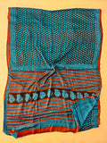 Ajrakh Hand Block Bagru Vanspati Printend Modal Silk Saree with Blouse (CID96)