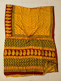 Ajrakh Hand Block Bagru Vanspati Printend Modal Silk Saree with Blouse (CID98)