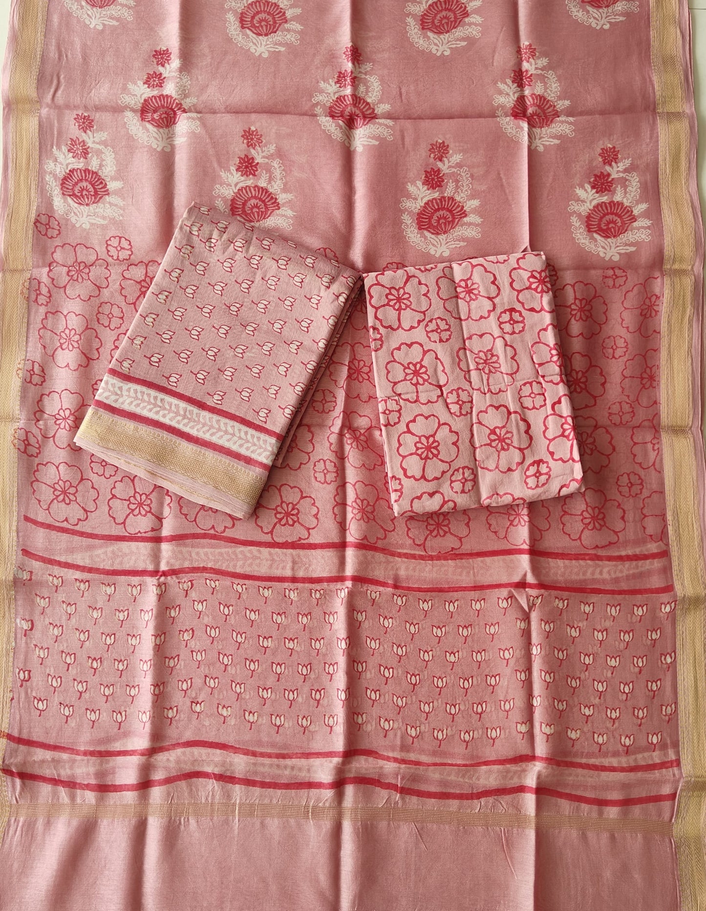 JAIPURI HAND BLOCK PRINTED MAHESHWARI SILK SUIT WITH SILK DUPPATA (MSD112)