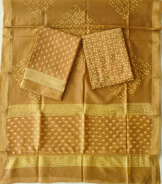 JAIPURI HAND BLOCK PRINTED MAHESHWARI SILK SUIT WITH SILK DUPPATA (MSD114)