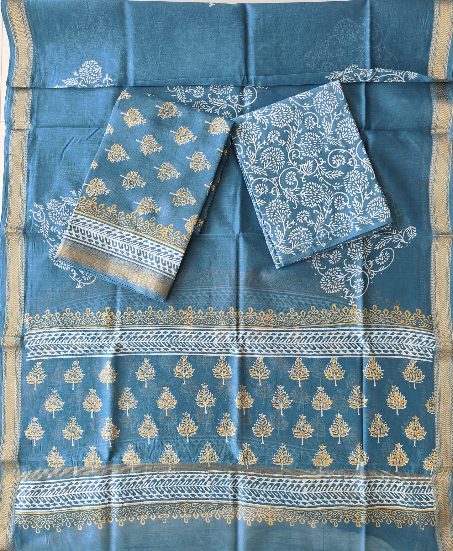 JAIPURI HAND BLOCK PRINTED MAHESHWARI SILK SUIT WITH SILK DUPPATA (MSD115)