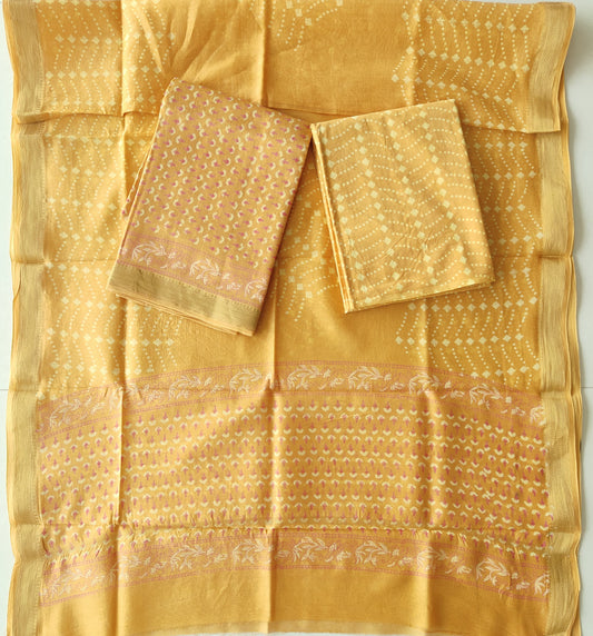 JAIPURI HAND BLOCK PRINTED MAHESHWARI SILK SUIT WITH SILK DUPPATA (MSD126)