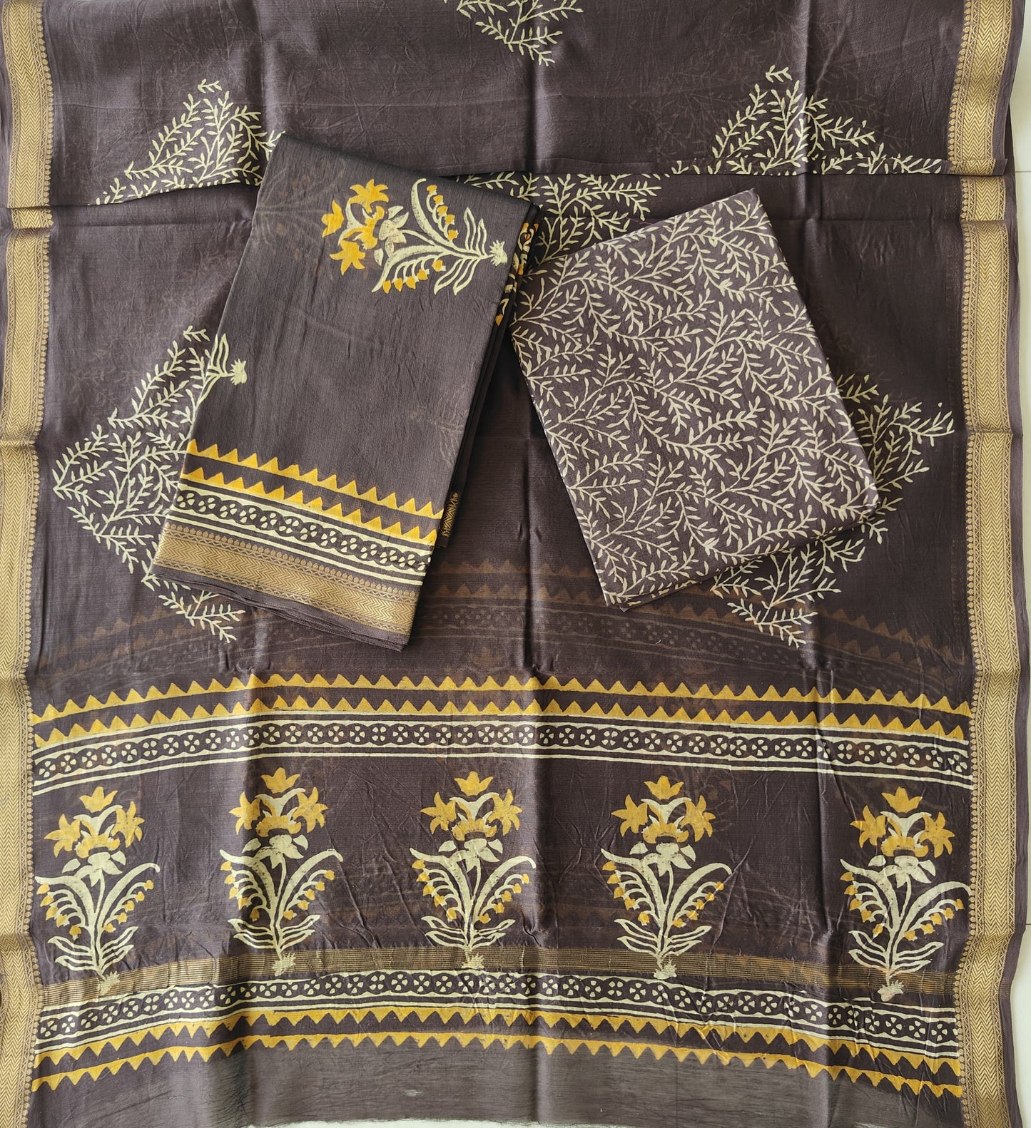 JAIPURI HAND BLOCK PRINTED MAHESHWARI SILK SUIT WITH SILK DUPPATA (MSD127)