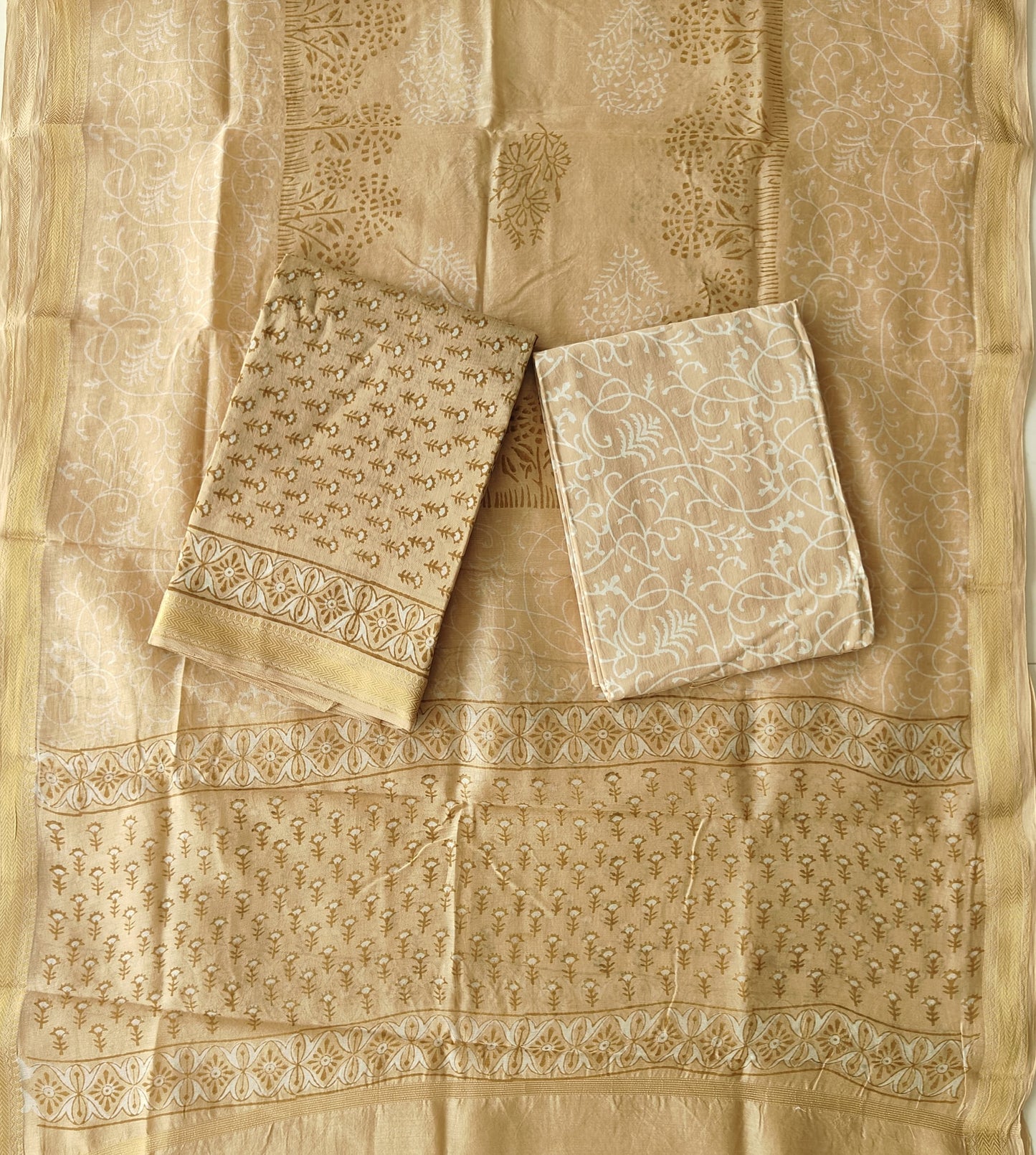 JAIPURI HAND BLOCK PRINTED MAHESHWARI SILK SUIT WITH SILK DUPPATA (MSD128)
