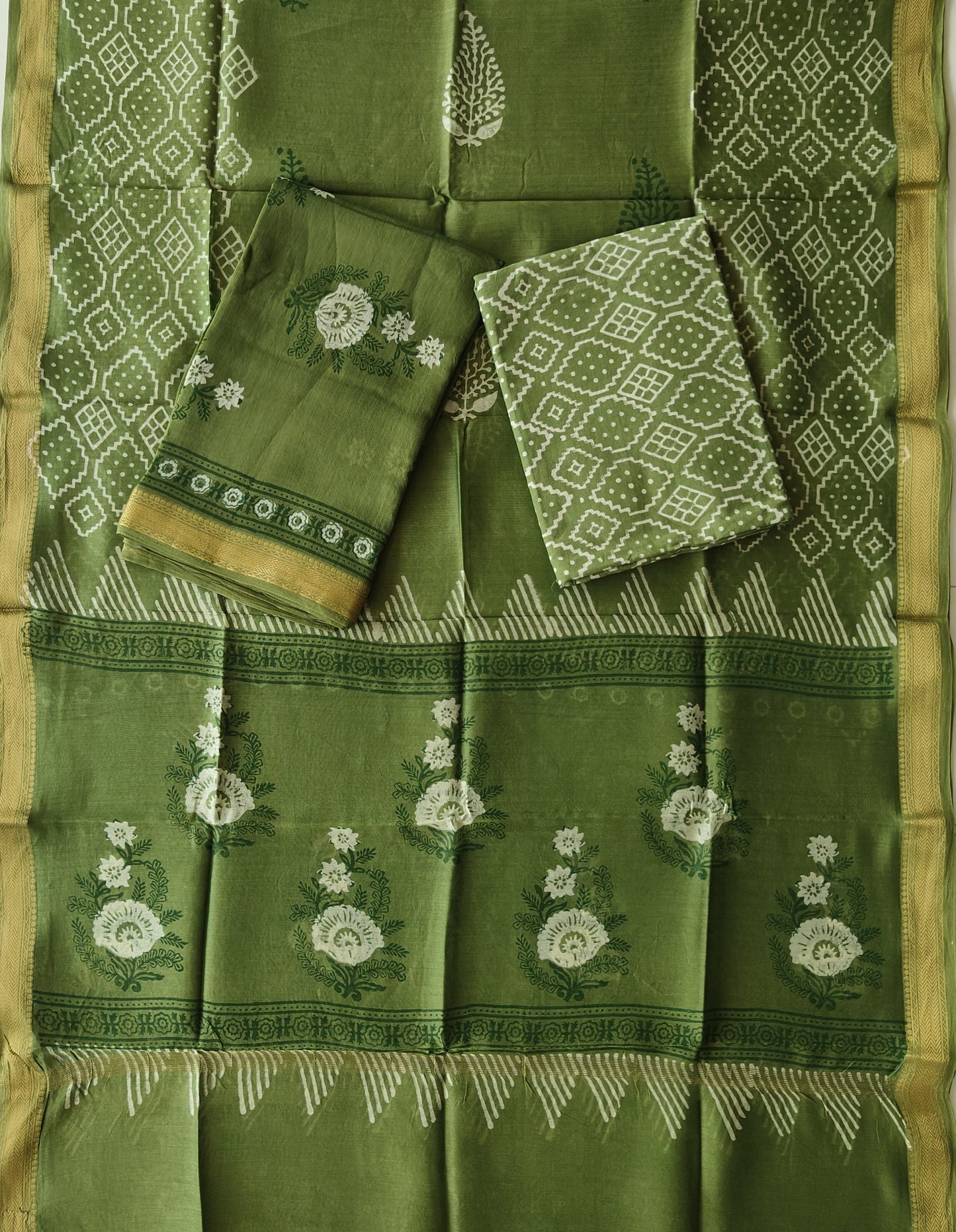 JAIPURI HAND BLOCK PRINTED MAHESHWARI SILK SUIT WITH SILK DUPPATA (MSD129)