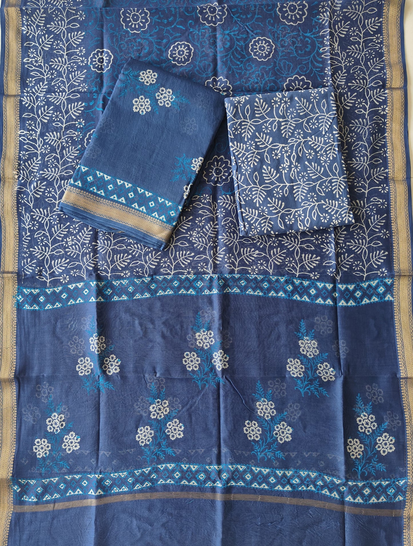 JAIPURI HAND BLOCK PRINTED MAHESHWARI SILK SUIT WITH SILK DUPPATA (MSD130)