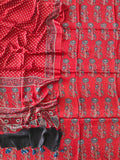 )Vanaspati Ajrakh Hand Block Printed Suits Modal Silk Fabric (CIT102)