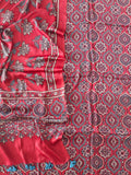 )Vanaspati Ajrakh Hand Block Printed Suits Modal Silk Fabric (CIT105)