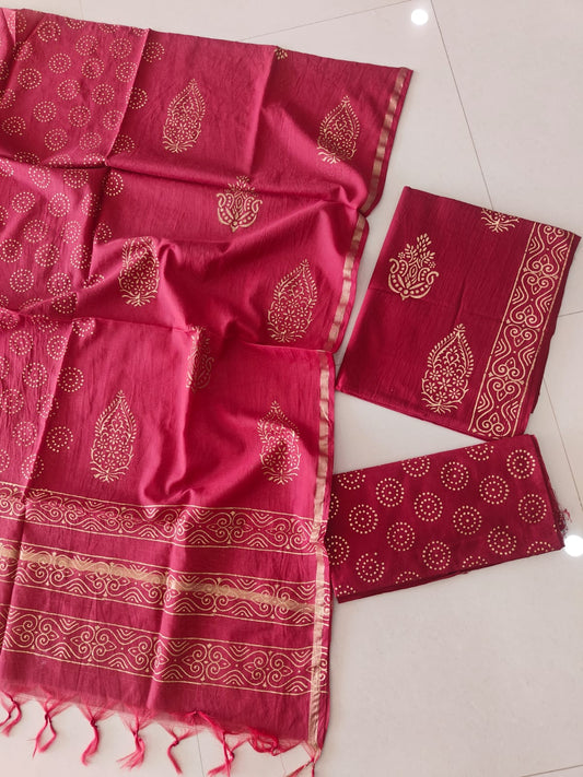 JAIPUR COTTON SUIT WITH CHANDERI DUPPATA (CSS111)