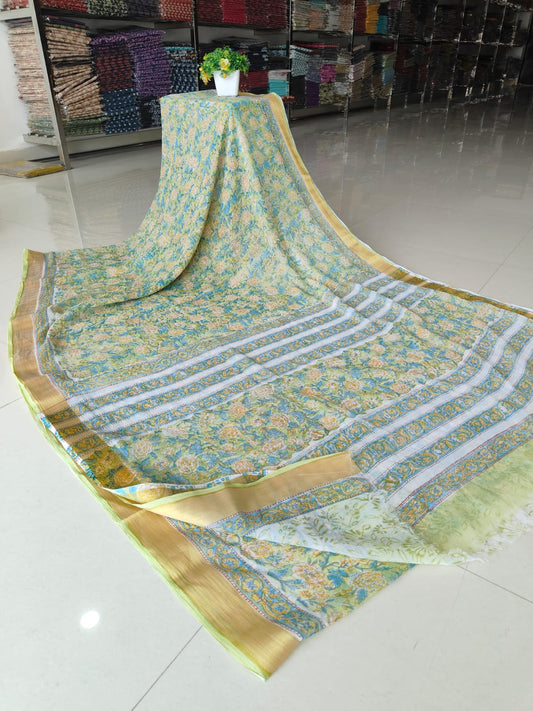 Hand Brush Painted Chiffon Saree with Blouse ( CIA77)
