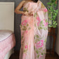 HAND BURSH PAINTED ORGANZA SILK SAREE WITH BLOUSE (CIB40)
