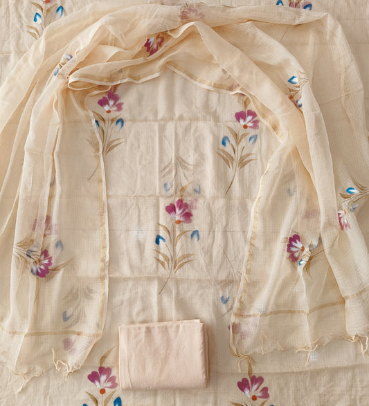 HAND BLOCK PRINTED KOTA DORIYA SUIT WITH KOTA DORIYA DUPPATA (FKS116)