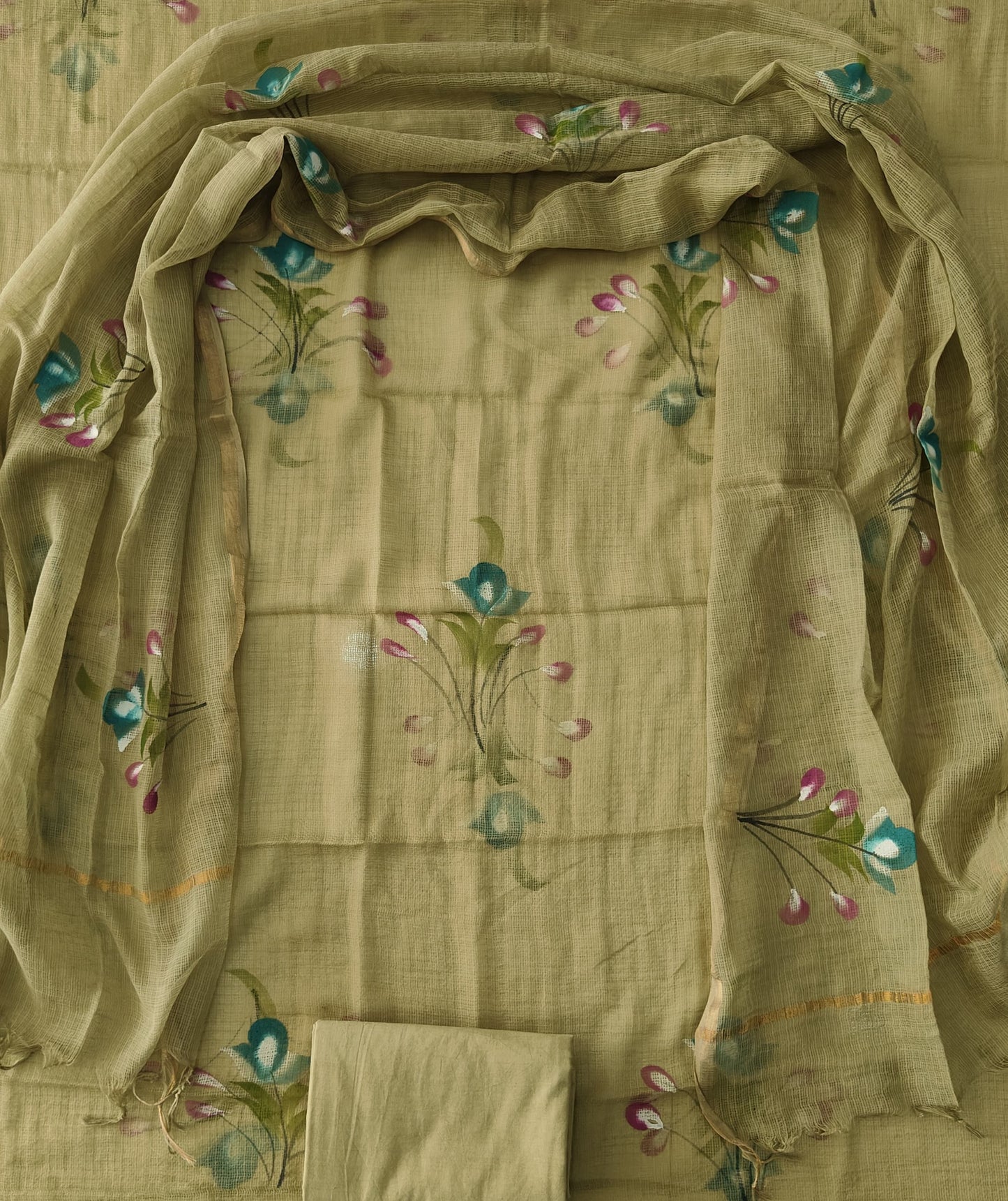 HAND BLOCK PRINTED KOTA DORIYA SUIT WITH KOTA DORIYA DUPPATA (FKS117)