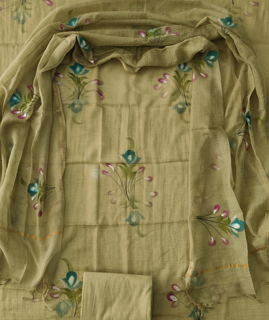 HAND BLOCK PRINTED KOTA DORIYA SUIT WITH KOTA DORIYA DUPPATA (FKS117)