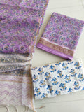 HAND BLOCK PRINTED KOTA DORIYA SUIT WITH KOTA DORIYA DUPPATA (FKS129)