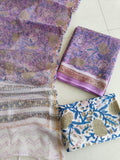 HAND BLOCK PRINTED KOTA DORIYA SUIT WITH KOTA DORIYA DUPPATA (FKS131)
