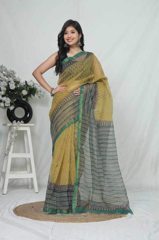 Jaipuri Block Printed Cotton Kota Doriya Saree (CIS168)