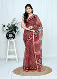 Jaipuri Block Printed Cotton Kota Doriya Saree (CIS169)