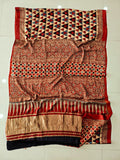 HAND BLOCK PRINTED  MODAL SILK LAGDI PATTA SAREE (CIG97)