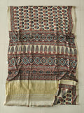 HAND BLOCK PRINTED  MODAL SILK LAGDI PATTA SAREE (CIG98)