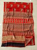 HAND BLOCK PRINTED  MODAL SILK LAGDI PATTA SAREE (CIG103)