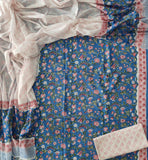 HAND BLOCK PRINTED COTTON 3-PIS SUIT WITH MULMUL DUPPATA (CMS152)