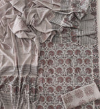 HAND BLOCK PRINTED COTTON 3-PIS SUIT WITH MULMUL DUPPATA (CMS154)