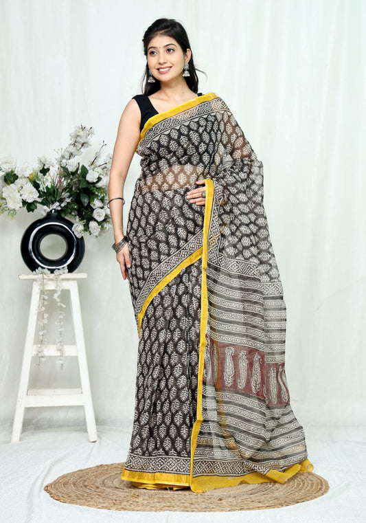Jaipuri Block Printed Cotton Kota Doriya Saree (CIS130)