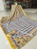 Hand Brush Painted Chiffon Saree with Blouse ( CIA80)