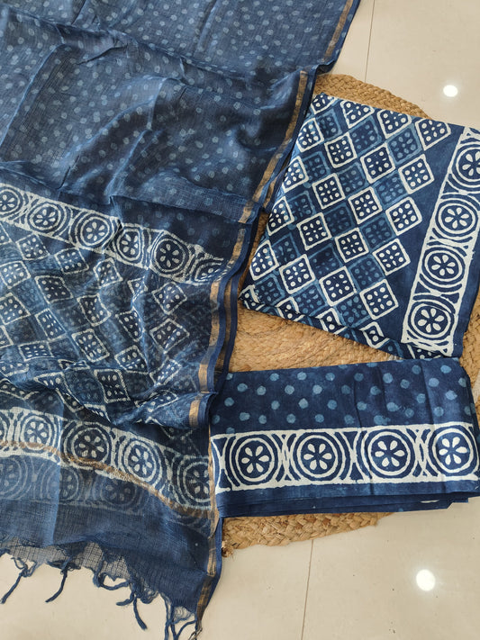 JAIPURI BLOCK PRINTED COTTON SUIT WITH KOTA DUPPATA (CKS152)