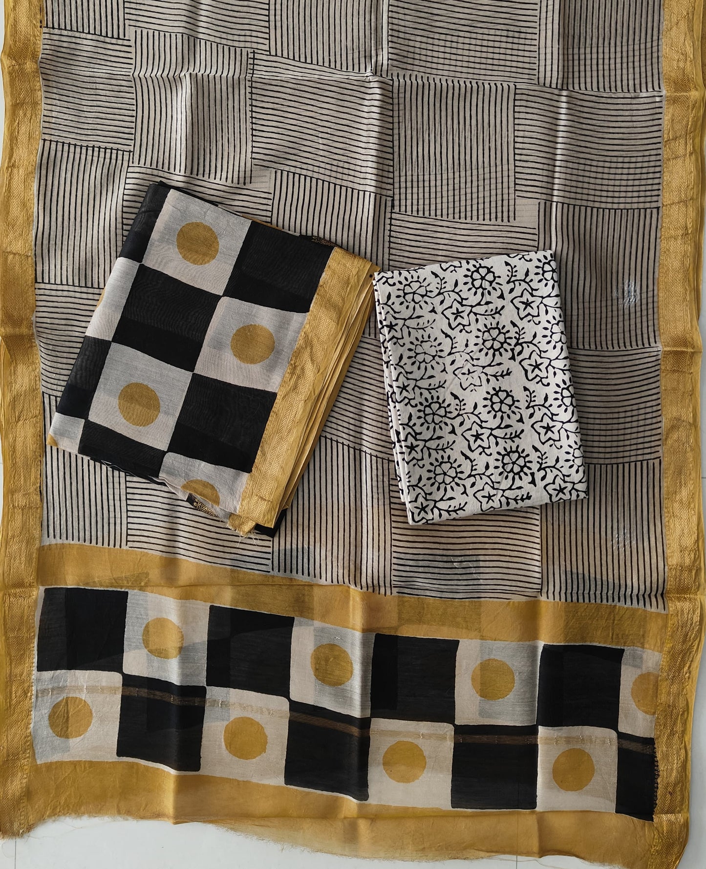 JAIPURI HAND BLOCK PRINTED MAHESHWARI SILK SUIT WITH SILK DUPPATA (MSD134)