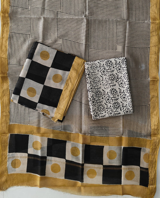 JAIPURI HAND BLOCK PRINTED MAHESHWARI SILK SUIT WITH SILK DUPPATA (MSD134)