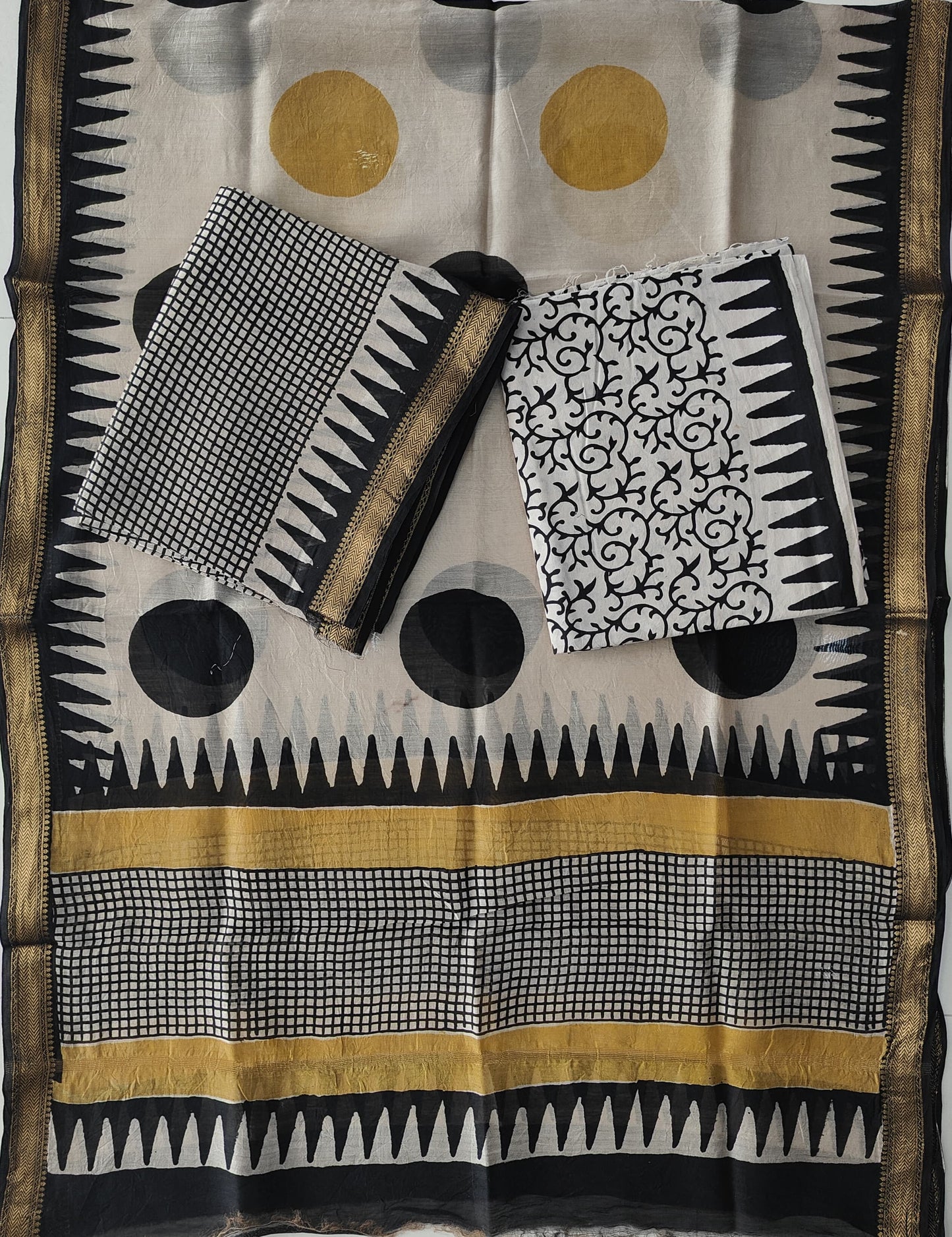JAIPURI HAND BLOCK PRINTED MAHESHWARI SILK SUIT WITH SILK DUPPATA (MSD136)